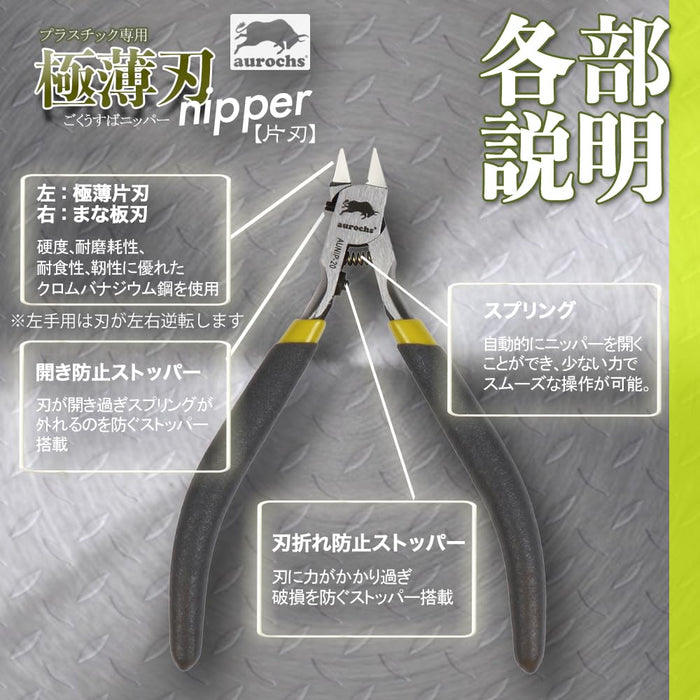 Aurochs Ultra-Thin Precision Blade Nippers Gray Lime Right-Handed Tool
