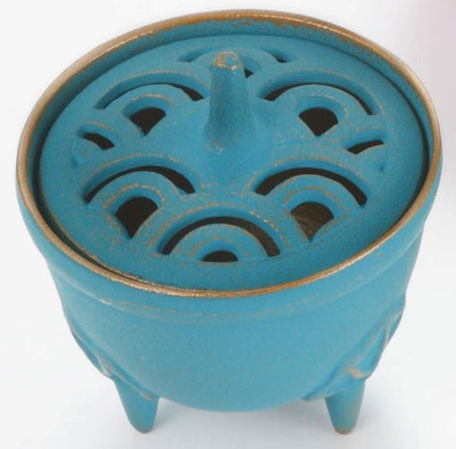 Iwachu Nami Gold Turkish Blue Incense Burner Φ8.5×H9 Nambu Ironware 29212-Kiichin - The #1 Place for Japanese Goods in Your Hand!