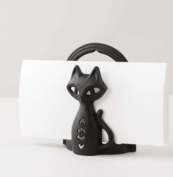 Iwachu Nambu Ironware Black Cat Letter Stand 10.5x5x14cm-Kiichin - The #1 Place for Japanese Goods in Your Hand!
