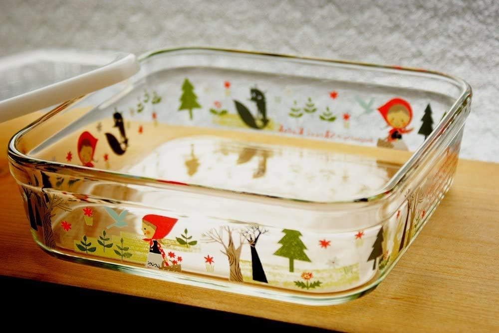 Iwaki Large 1.2L Heat-Resistant Glass Storage Container with Red Hood