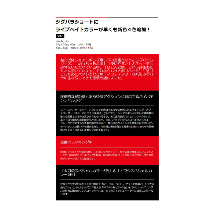 Major Craft Jigpara Live Bait JPS-20L 20G Metal Jig #84-Kiichin - The #1 Place for Japanese Goods in Your Hand!