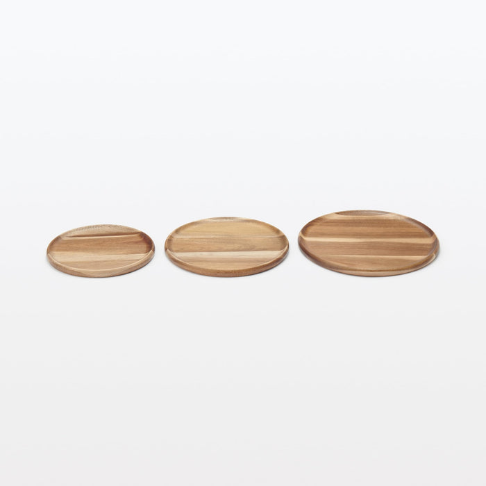 Muji Round Acacia Cutting Board and Plate 18cm Diameter 1.5cm Height