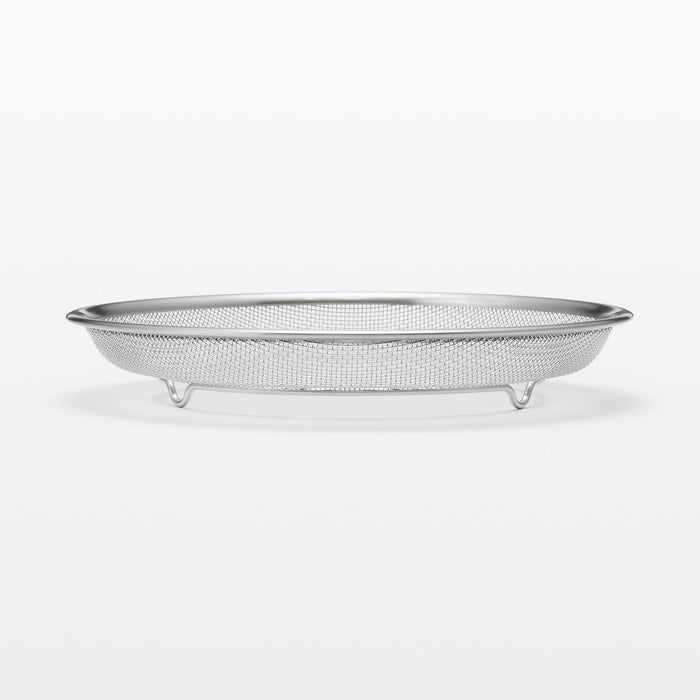 Muji Large Stainless Steel Flat Colander 22.5cm Dia x 3.5cm Height