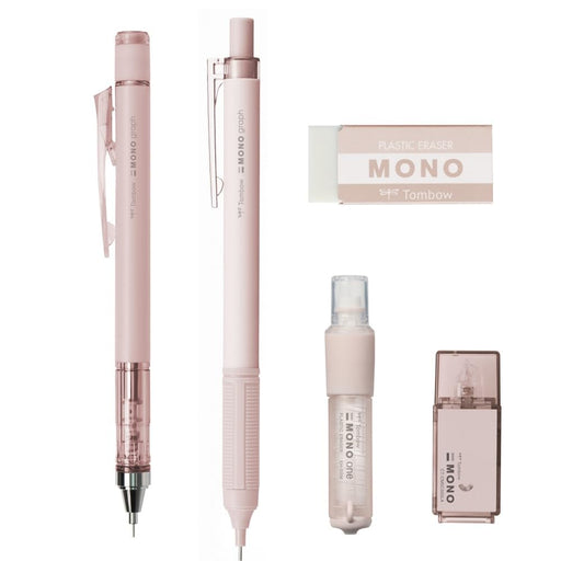 Tombow Mono Mineral Stationery Set Shell Beige Mechanical Pencils 0.3mm & 0.5mm 2 Erasers Correction Tape-Kiichin - The #1 Place for Japanese Goods in Your Hand!