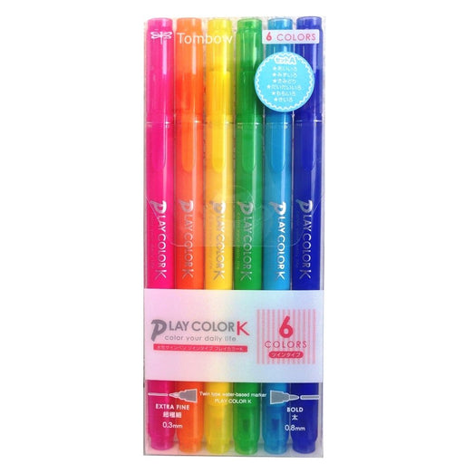 Tombow Play Color K Water-Based Signature Pen 6 Colors Pack - Gcf-611A-Kiichin - The #1 Place for Japanese Goods in Your Hand!