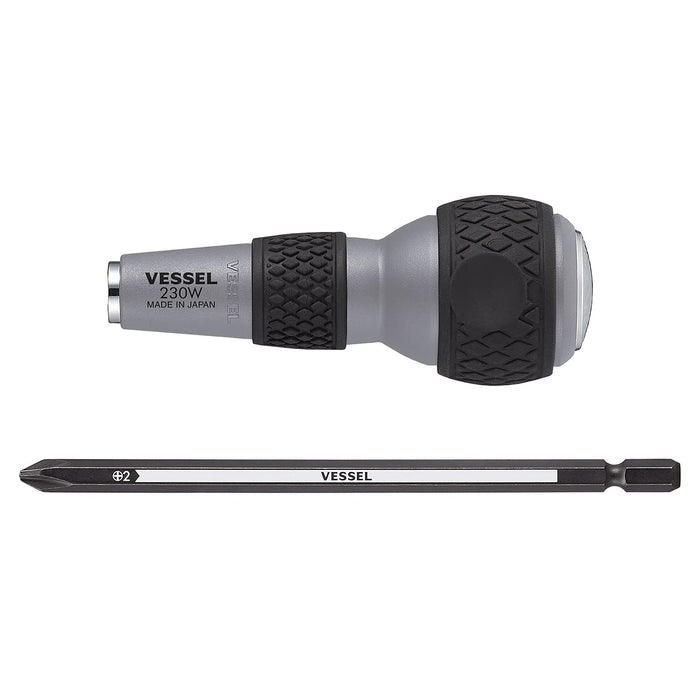Vessel Brand Ball Grip Driver with +2 Bits - 230W Precision Penetrating Tool-Kiichin - The #1 Place for Japanese Goods in Your Hand!