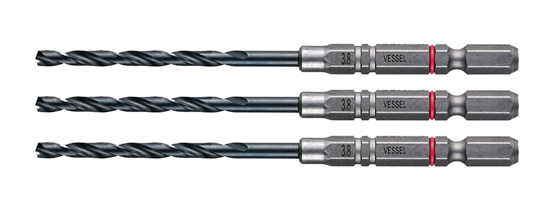 Vessel 3-Piece Cushion Drill Bit Set for Ironwork 3.8mm - AMD3S-3.8 Vessel-Kiichin - The #1 Place for Japanese Goods in Your Hand!