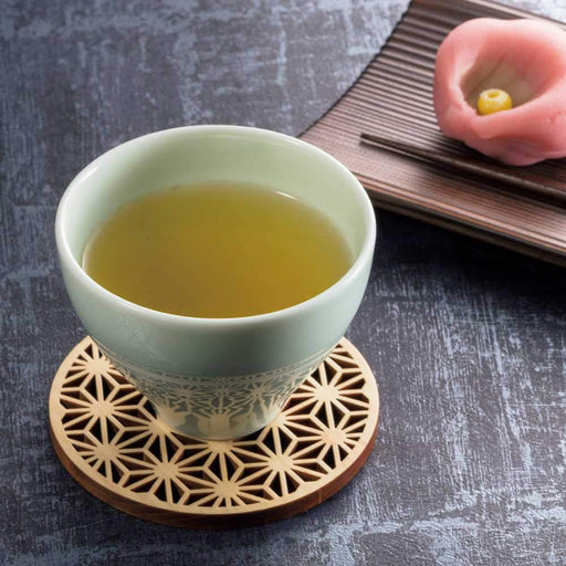 Yamaco Hinoki Coaster Hemp Leaf Design 8.8x0.5cm - Elegant Table Decor-Kiichin - The #1 Place for Japanese Goods in Your Hand!