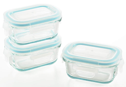 Yoshikawa Glass Storage Container Set 120ml 3Pcs Mini Square 4-Point Lock-Kiichin - The #1 Place for Japanese Goods in Your Hand!