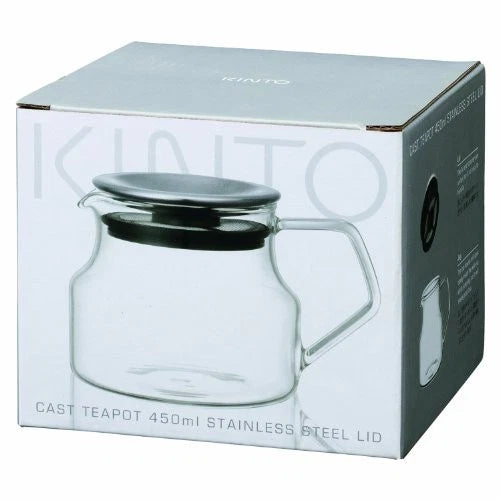 KINTO  Cast One-Touch Teapot 450ml Heat-Resistant Glass Microwave Safe