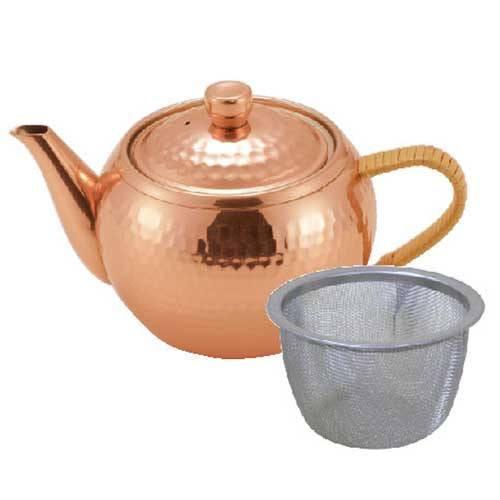 Asahi Japan Copper Kyusu Teapot 345Ml with Filter and Rattan Handle-Kiichin - The #1 Place for Japanese Goods in Your Hand!