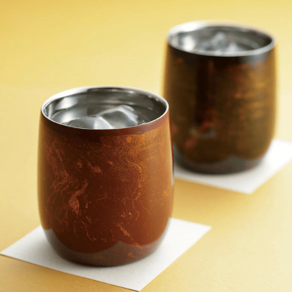 Asahi Japan Yamanaka Urushi Lacquered Double-Wall Round Glass 250Ml Gift Box - Elegant Black Design-Kiichin - The #1 Place for Japanese Goods in Your Hand!