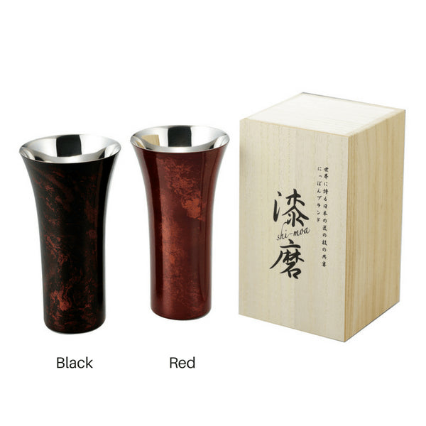 Asahi Japan Yamanaka Urushi Lacquered Steel Beer Glass 380Ml Black - Stylish and Durable Drinkware-Kiichin - The #1 Place for Japanese Goods in Your Hand!