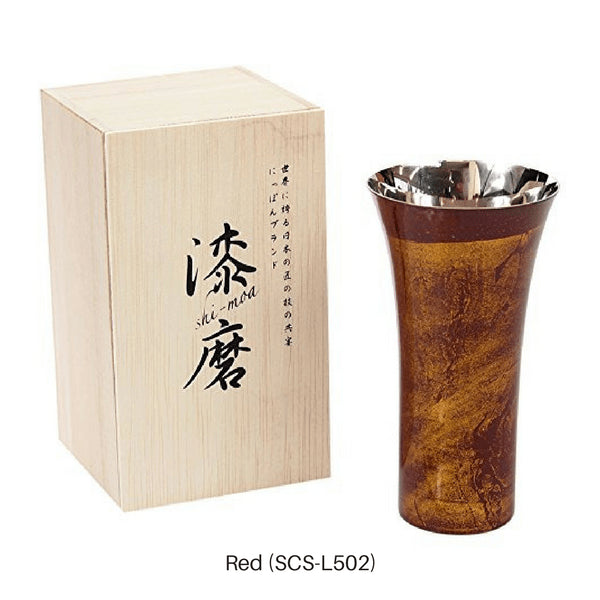Asahi Yamanaka Urushi Lacquer Red Beer Glass 380Ml - Authentic Japanese Gift-Kiichin - The #1 Place for Japanese Goods in Your Hand!