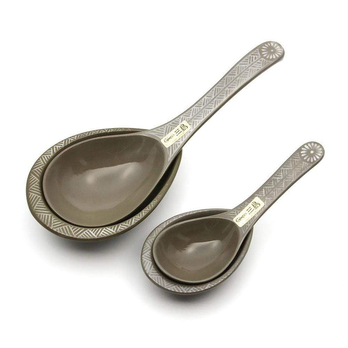 Ginpo Banko Ware Renge Soup Spoon & Spoon Rest Small - Compact Renge Spoon-Kiichin - The #1 Place for Japanese Goods in Your Hand!