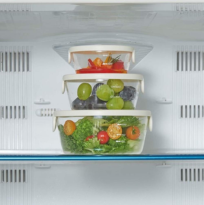 Hario Glass Storage Container Set (3) - Heat Resistant, White, Made In Japan-Kiichin - The #1 Place for Japanese Goods in Your Hand!