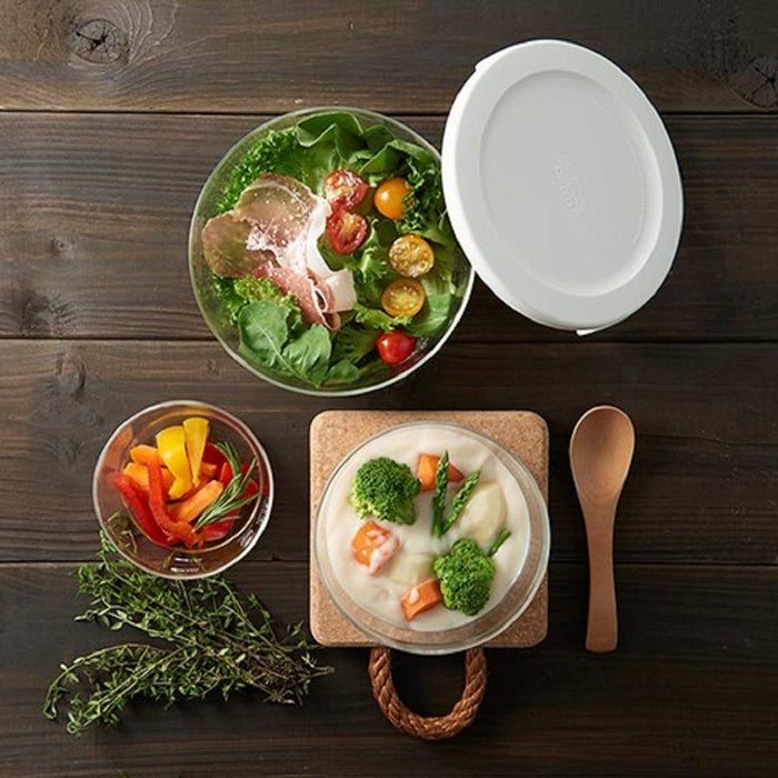 Hario Glass Storage Container Set (3) - Heat Resistant, White, Made In Japan-Kiichin - The #1 Place for Japanese Goods in Your Hand!