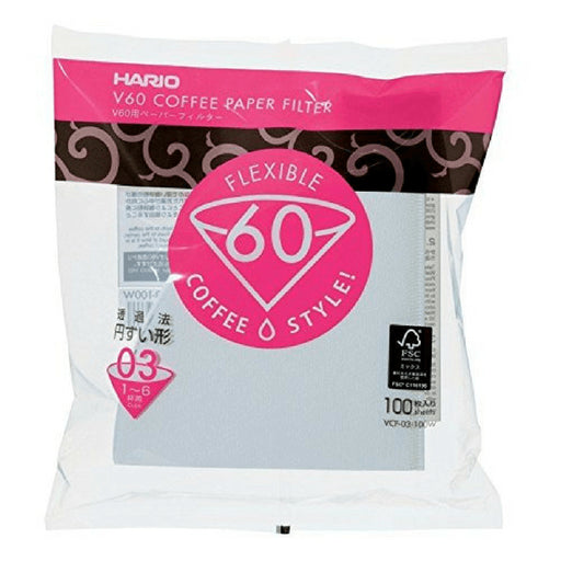 Hario VCF-03 Paper Filters for V60 Dripper (100-Pack) - 1-6 Cup Capacity-Kiichin - The #1 Place for Japanese Goods in Your Hand!
