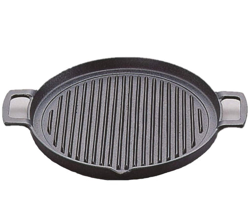 Iwachu 25Cm Round Grill Pan - Japanese Nambu Ironware | IH Compatible | Black Baked-Kiichin - The #1 Place for Japanese Goods in Your Hand!