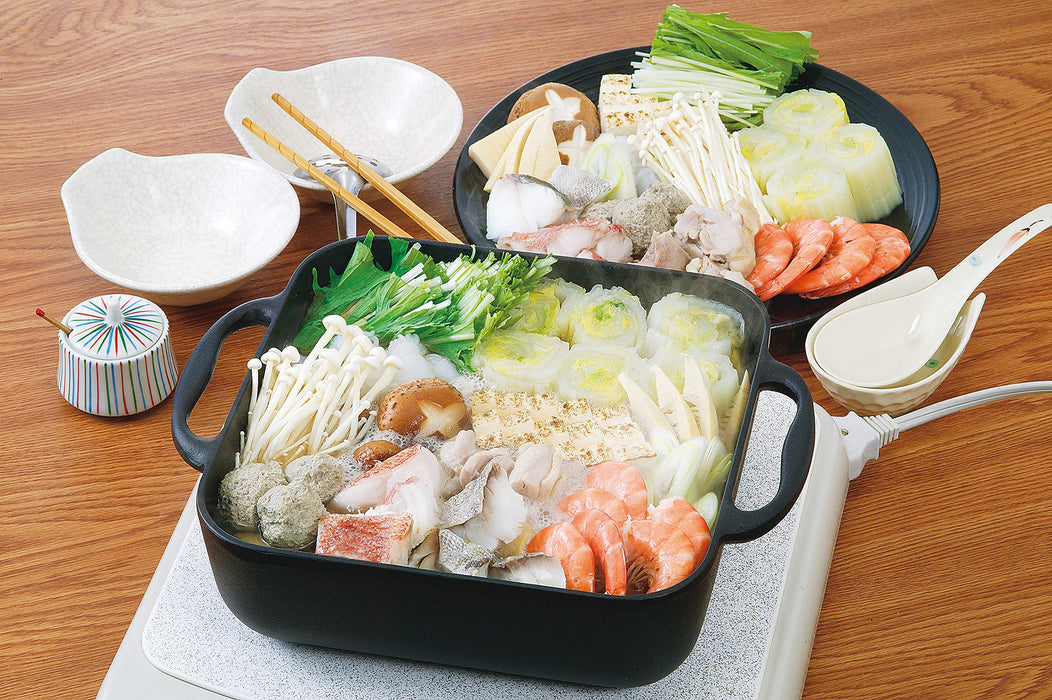 Iwachu Japan Square Pan Shallow & Deep Pot Set - Black Nambu Tekki 21700-Kiichin - The #1 Place for Japanese Goods in Your Hand!