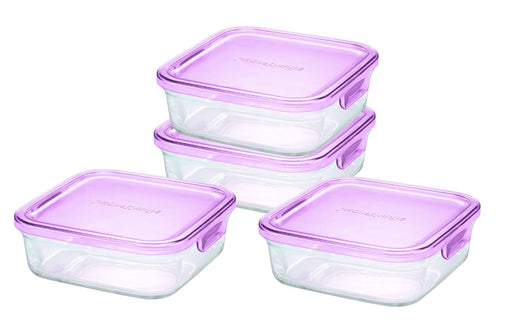 Iwaki Japan Az3247-4P Heat Resistant Glass Storage Container Set, 4Pc, 800Ml, Pink-Kiichin - The #1 Place for Japanese Goods in Your Hand!