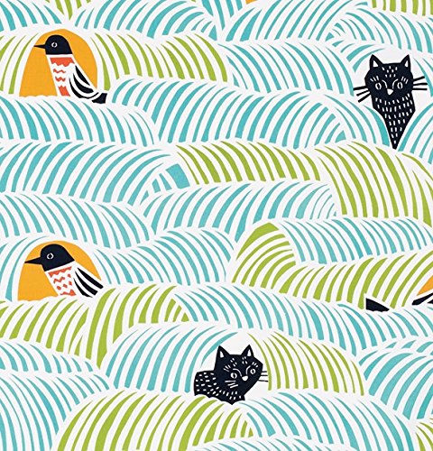 Musubi Furoshiki 70Cm Cat & Bird Green - Made In Japan - 21414-214 Kohare-Kiichin - The #1 Place for Japanese Goods in Your Hand!