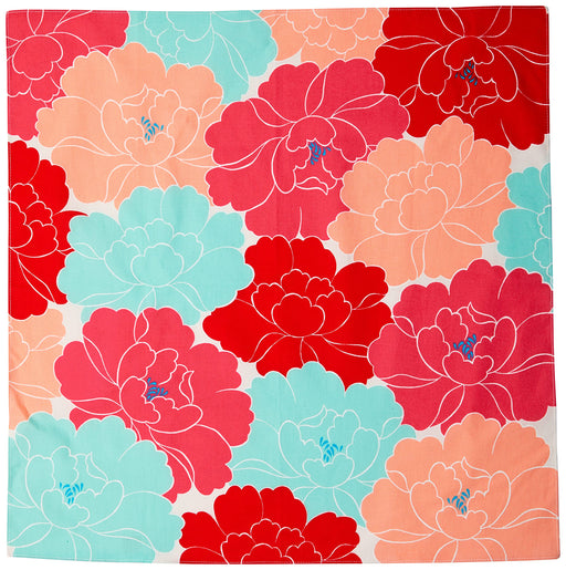 Musubi Furoshiki 50Cm Himemusubi Adeline Klam Peony Red Organic Cotton - Japanese Style-Kiichin - The #1 Place for Japanese Goods in Your Hand!