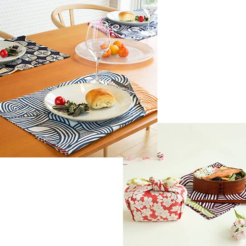 Musubi Furoshiki Chief Isa Pattern Double Sided Cotton - Weeping Cherry Blossom Pink Mint 48Cm-Kiichin - The #1 Place for Japanese Goods in Your Hand!