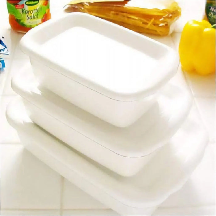 Noda Horo Enamel Rectangle Deep Food Containers with Lid - Medium Size-Kiichin - The #1 Place for Japanese Goods in Your Hand!