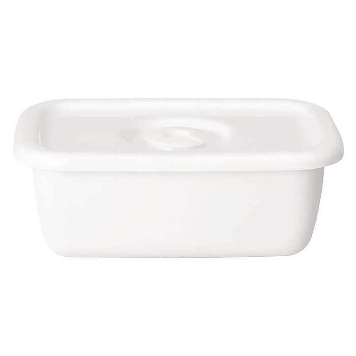 Noda Horo White Enamel Rectangle Deep Food Containers - Small with Sealed Lid-Kiichin - The #1 Place for Japanese Goods in Your Hand!