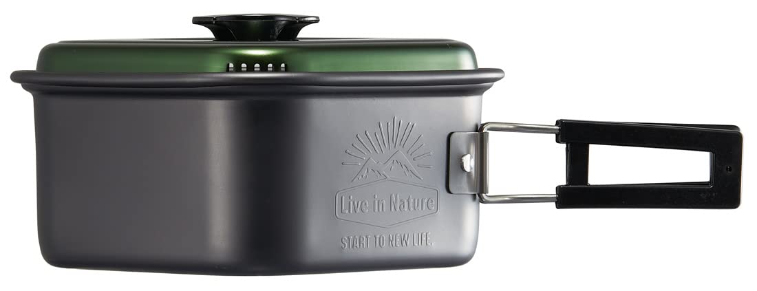 Skater Aluminum Square Pot Ramen Cooker 1.2L Anc1-A Green Outdoor Camping-Kiichin - The #1 Place for Japanese Goods in Your Hand!
