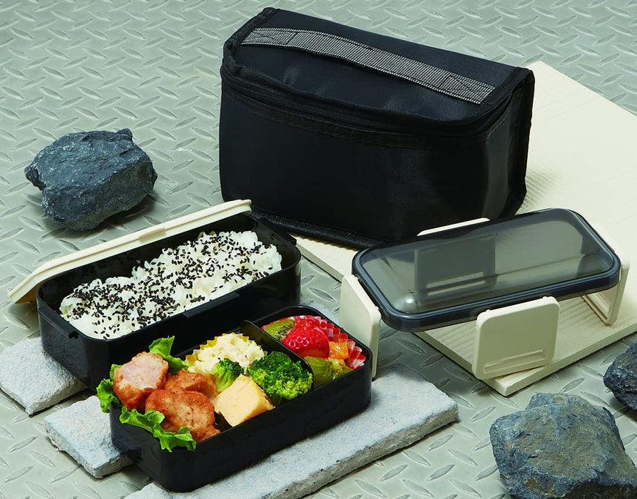 Skater 2 Tier Lunch Box Black 850ml Japan KCPFLW9AG_573422 w/Cooling Bag-Kiichin - The #1 Place for Japanese Goods in Your Hand!