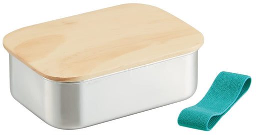 Skater STLB9B-A Stainless Steel Lunch Box 830ml 1 Tier Wood Lid-Kiichin - The #1 Place for Japanese Goods in Your Hand!