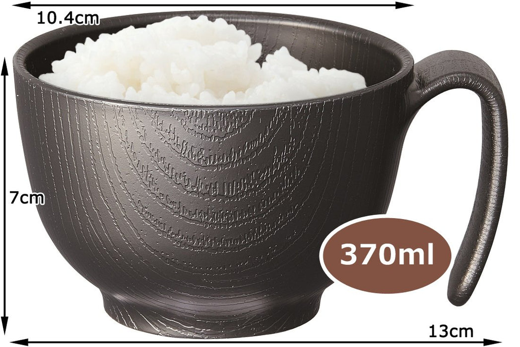 Skater Woodgrain Tea Bowl 370ml w/Handle Black Japan NBLs1H-Kiichin - The #1 Place for Japanese Goods in Your Hand!