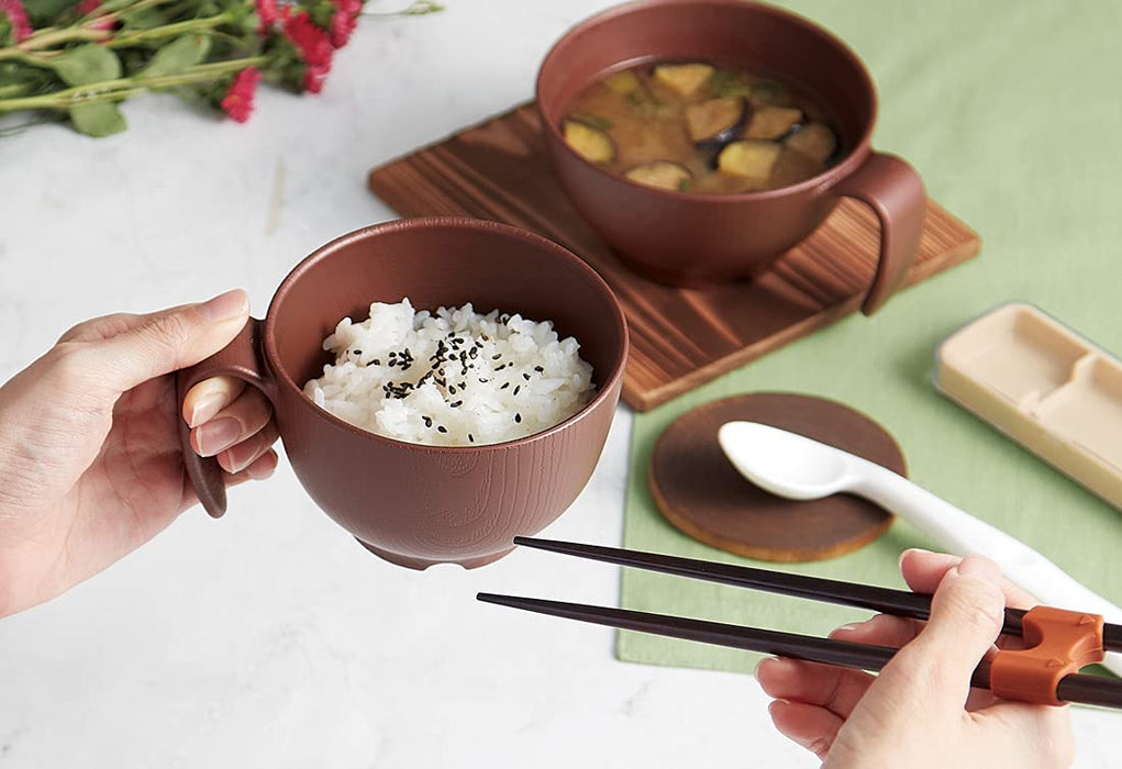 Skater Brown Woodgrain Tea Bowl 370ml w/Handle NBLs1H Made in Japan-Kiichin - The #1 Place for Japanese Goods in Your Hand!