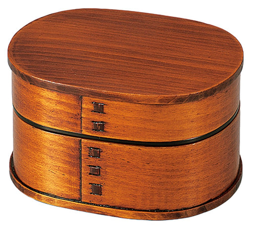 Tatsumiya Japan Wooden Oval Two-Tier Lunch Box 590 Pickpocket Lacquer - W13.2Xd10.5Xh7.5 50139-Kiichin - The #1 Place for Japanese Goods in Your Hand!