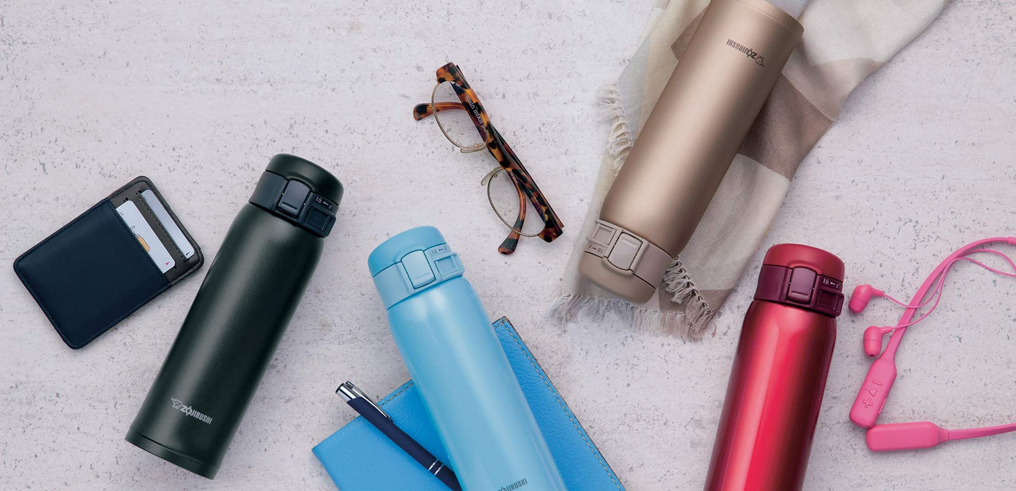 Zojirushi Stainless Steel Water Bottle 480ml - Beige Gold, Cold Insulation, One Touch Open-Kiichin - The #1 Place for Japanese Goods in Your Hand!