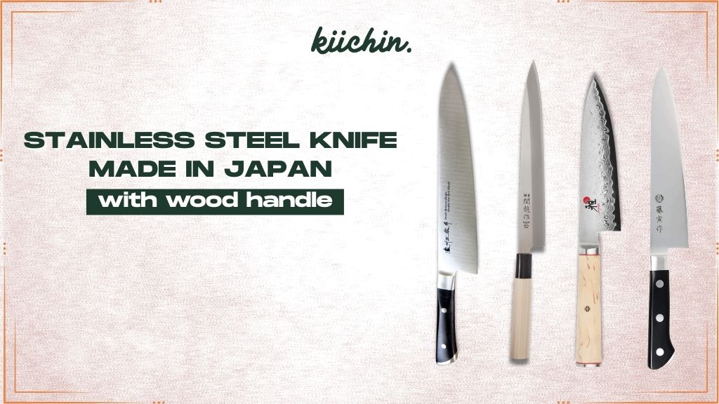 stainless steel knife made in japan with wood handle