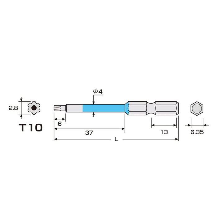 Anex T10X65 Single Head Hex Lobe Color Bit Tool with Hole Actx-1065-Kiichin - The #1 Place for Japanese Goods in Your Hand!
