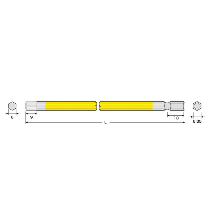 Anex Tool Hex Wrench Single Head 6mm 150mm Length Color Bit - ACHX-6015-Kiichin - The #1 Place for Japanese Goods in Your Hand!