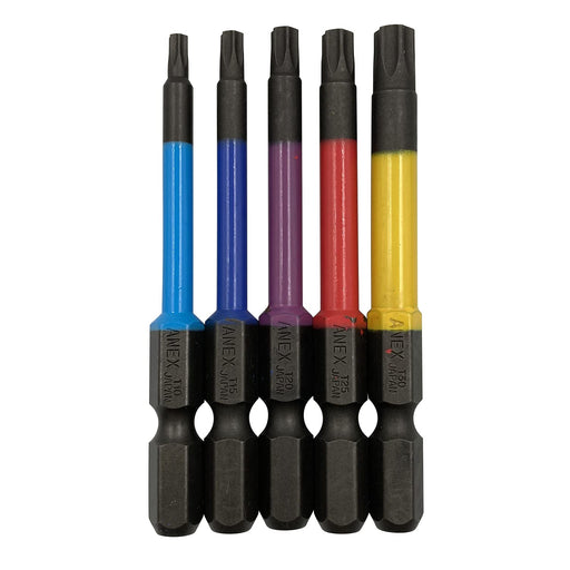 Anex Tool Set - Color Bit Hexlobe Single Head 65Mm 5 Pieces (T10-T30) ACTX5-65L-Kiichin - The #1 Place for Japanese Goods in Your Hand!