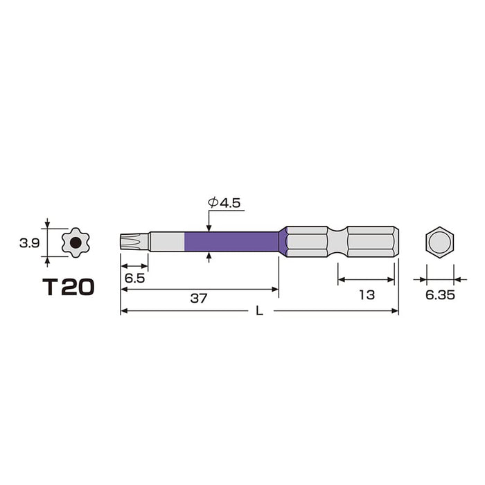 Anex T20X65 Single Head Hexlobe Tool - Color Bit with Hole ACTX-2065-Kiichin - The #1 Place for Japanese Goods in Your Hand!