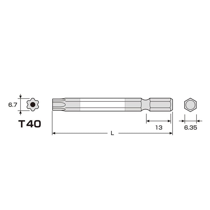 Anex T40X65 Color Bit Hexlobe Single Head Tool with Hole Actx-4065-Kiichin - The #1 Place for Japanese Goods in Your Hand!