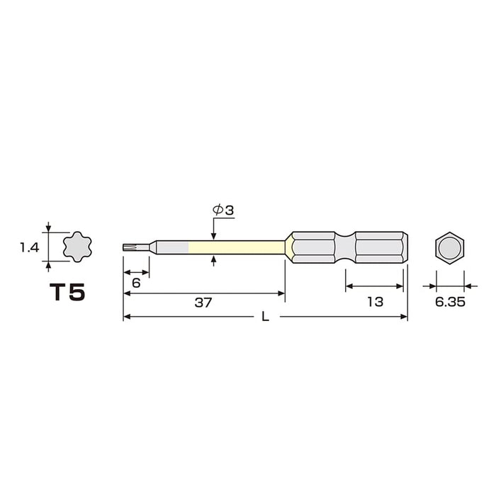 Anex T4X65 Hexlobe Single Head Color Bit No Hole Tool ACTX-0465-Kiichin - The #1 Place for Japanese Goods in Your Hand!