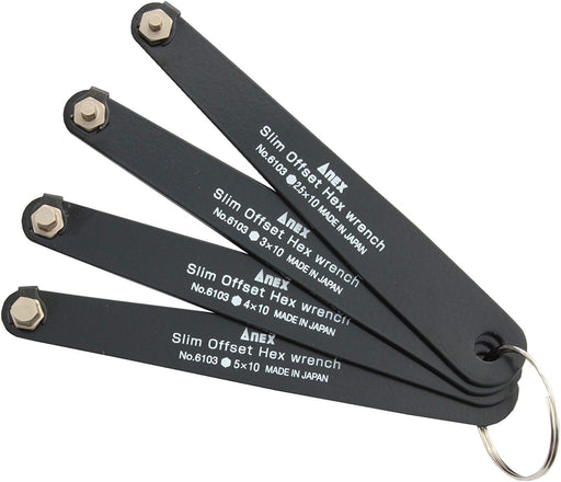 Anex Stool Hex Wrench Slim Offset type Set of 4 - Annex Tool No.6103-F 2.5-5mm-Kiichin - The #1 Place for Japanese Goods in Your Hand!