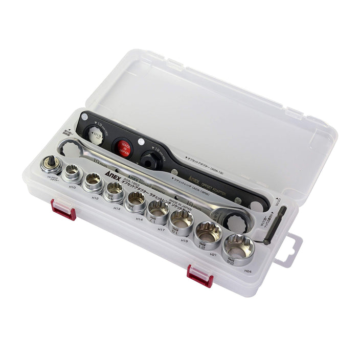 Anex Offset Adapter 19 Multi-Set AOA-19S3 Anex 19mm Ratchet Wrench with Case-Kiichin - The #1 Place for Japanese Goods in Your Hand!