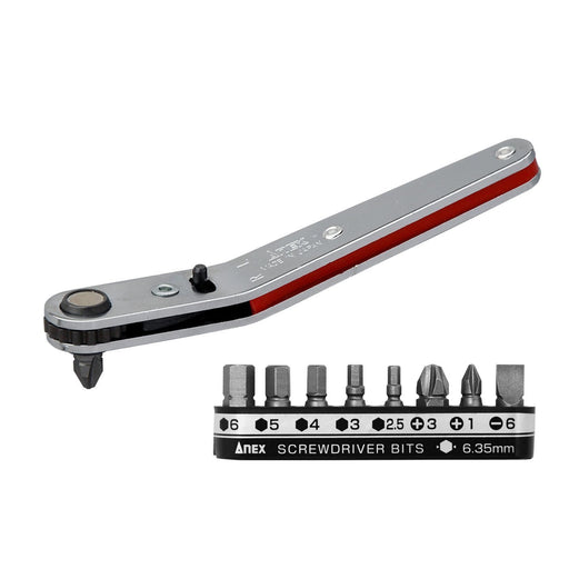 Anex Offset Ratchet Driver 9-Piece Set Head Type Bit Anex No. 429- Bulk 6 Sets-Kiichin - The #1 Place for Japanese Goods in Your Hand!