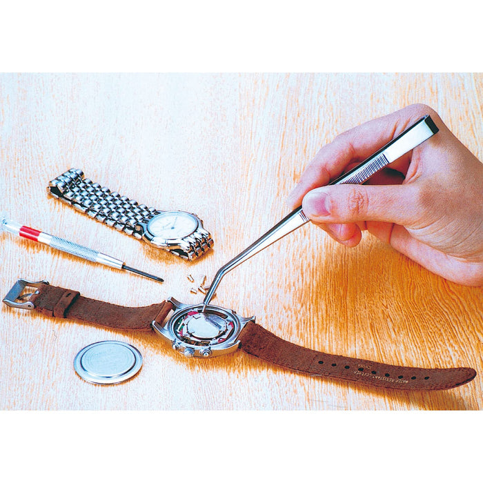 Anex 125mm Stainless Steel Tweezers Set - Curved Jagged Tip AA Type No.122 & No.126-Kiichin - The #1 Place for Japanese Goods in Your Hand!