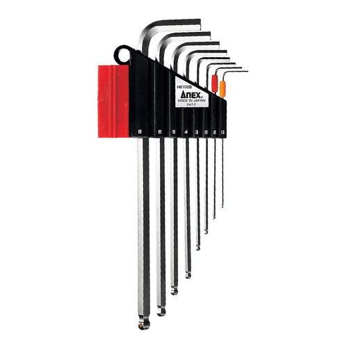 Anex Set of 8 Wrench Ball Point with Mag Catch Holder 1.5-8mm HB1008-Kiichin - The #1 Place for Japanese Goods in Your Hand!