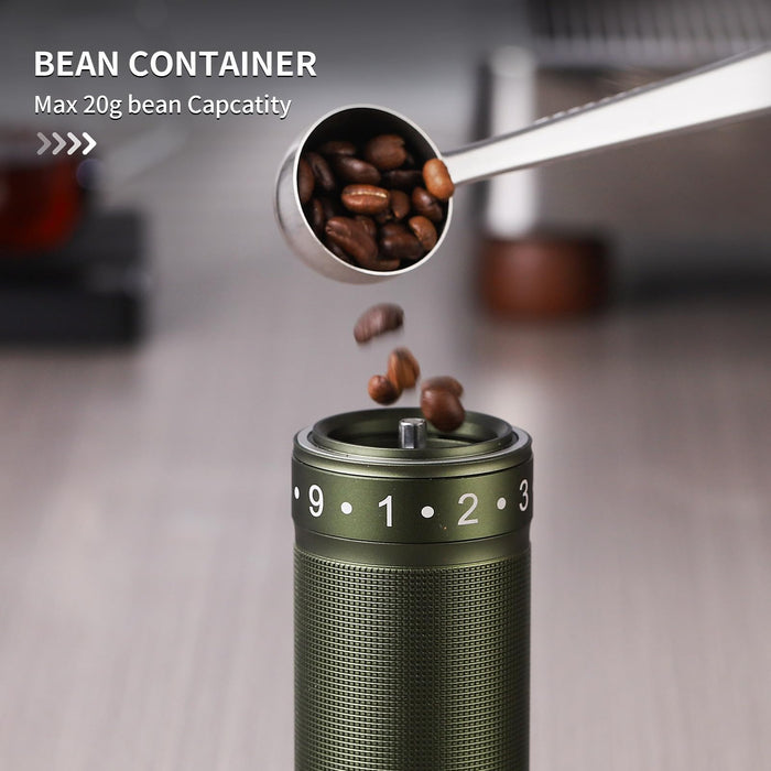 Bincoo Portable Manual Coffee Grinder with Foldable Handle and Steel Burrs